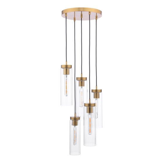 Där Lighting Jodelle 5 Light Cluster Pendant Polished Bronze And Glass