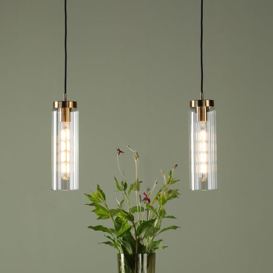 Där Lighting Jodelle Pendant Polished Bronze And Glass