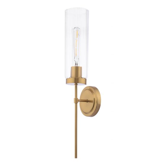 Där Lighting Jodelle Wall Light Polished Bronze And Glass