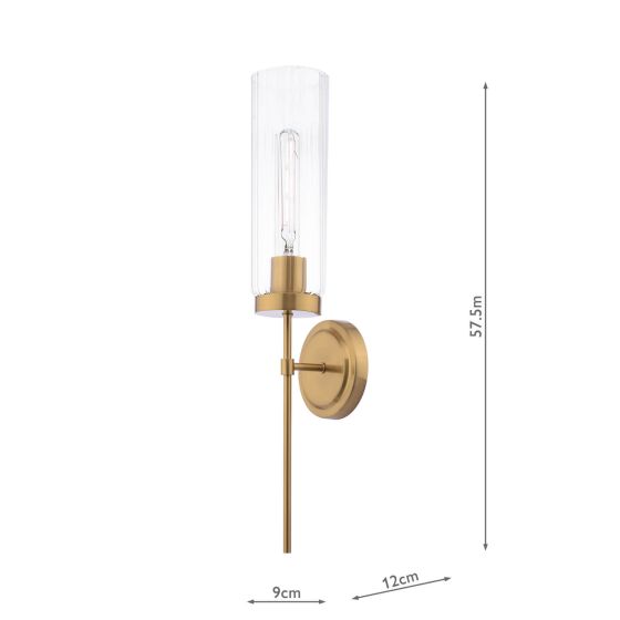 Där Lighting Jodelle Wall Light Polished Bronze And Glass