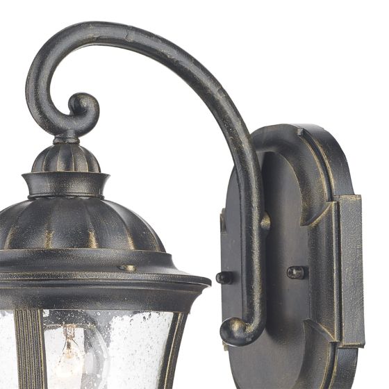 Där Lighting Johnson Outdoor Wall Light Black/Gold Glass IP44