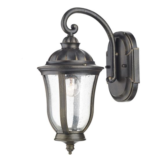 där lighting Johnson Outdoor Wall Light Black/Gold Glass IP44