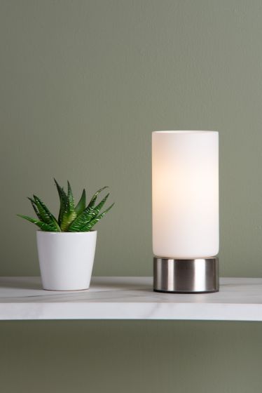 Där Lighting Jot Touch Table Lamp Polished Chrome Opal Glass