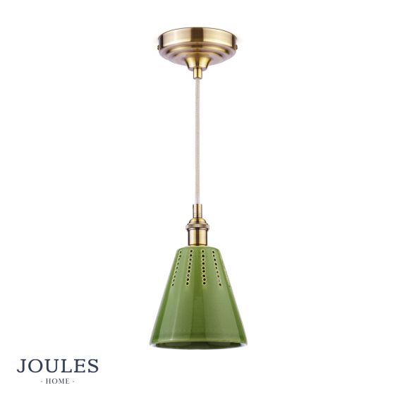 Där Lighting Joules Allington Pendant Green And Matt Antique Brass