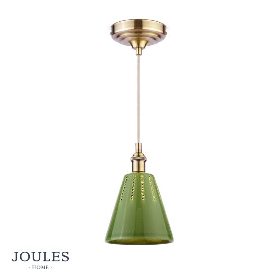 där lighting Joules Allington Pendant Green and Matt Antique Brass