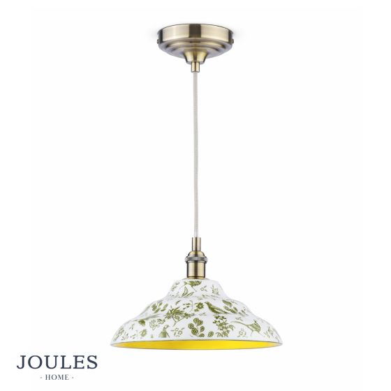 där lighting Joules Audley Pendant Green and Matt Antique Brass