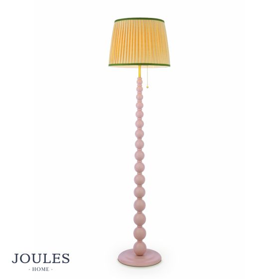 där lighting Joules Harewood Floor Lamp Matt Pink and Matt Antique Brass With Shade