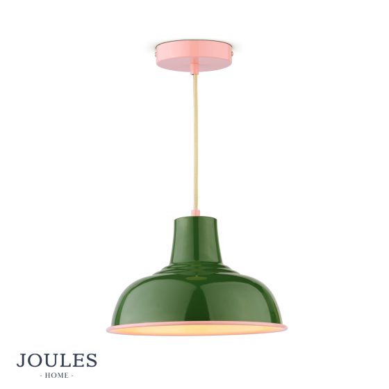 där lighting Joules Hatfield Pendant Green and Pink With Shade