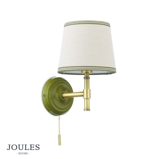 Där Lighting Joules Upton Wall Light Matt Green And Matt Antique Brass With Shade