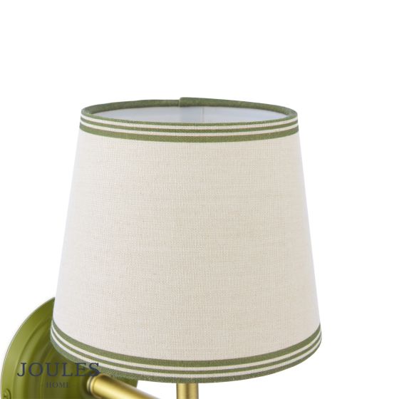 Där Lighting Joules Upton Wall Light Matt Green And Matt Antique Brass With Shade