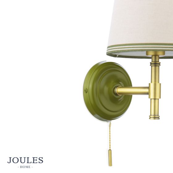 Där Lighting Joules Upton Wall Light Matt Green And Matt Antique Brass With Shade