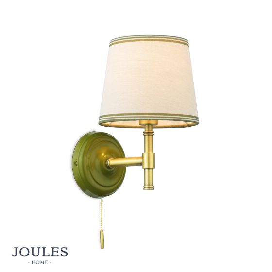 där lighting Joules Upton Wall Light Matt Green and Matt Antique Brass With Shade