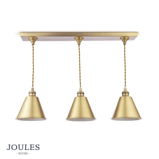 Där Lighting Joules Wollaton 3 Light Bar Pendant Matt Antique Brass And Matt White