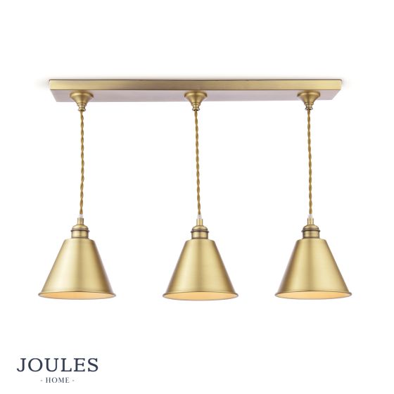 där lighting Joules Wollaton 3 Light Bar Pendant Matt Antique Brass and Matt White