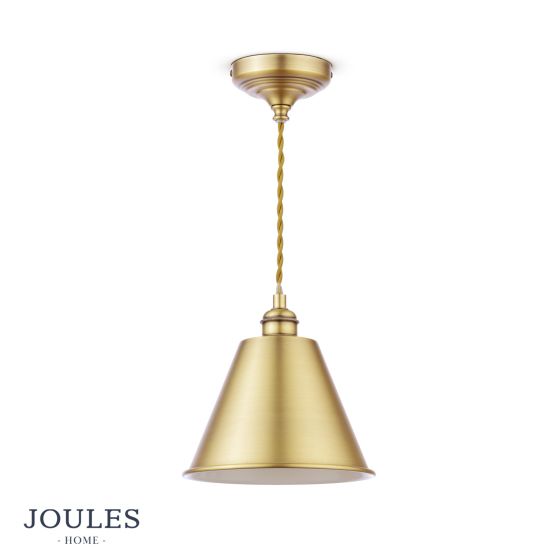 Där Lighting Joules Wollaton Pendant Matt Antique Brass And Matt White