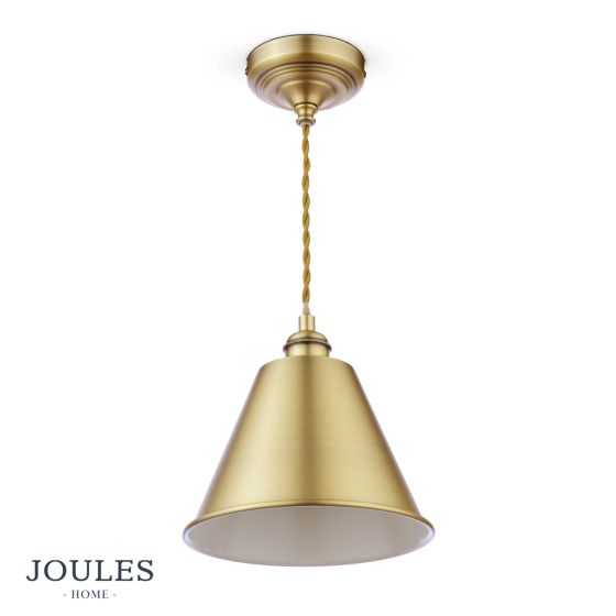 Där Lighting Joules Wollaton Pendant Matt Antique Brass And Matt White
