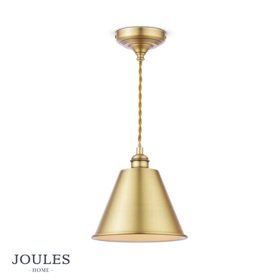 där lighting Joules Wollaton Pendant Matt Antique Brass and Matt White