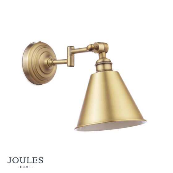 Där Lighting Joules Wollaton Single Spotlight Matt Antique Brass And Matt White