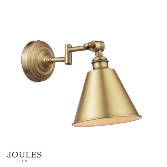 där lighting Joules Wollaton Single Spotlight Matt Antique Brass and Matt White