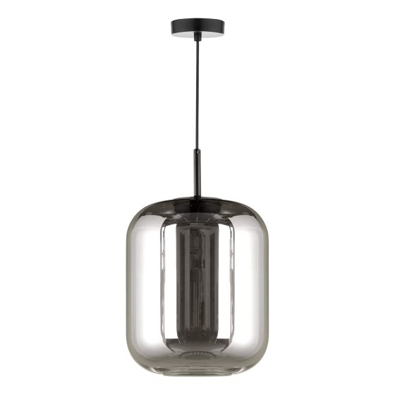 Där Lighting Jurek Pendant Satin Black And Smoked Glass LED