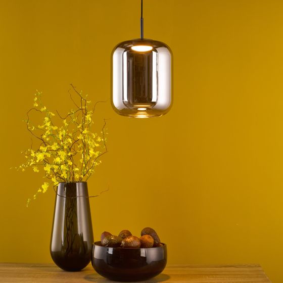Där Lighting Jurek Pendant Satin Black And Smoked Glass LED