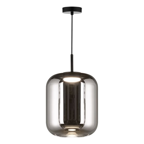 där lighting Jurek Pendant Satin Black and Smoked Glass LED