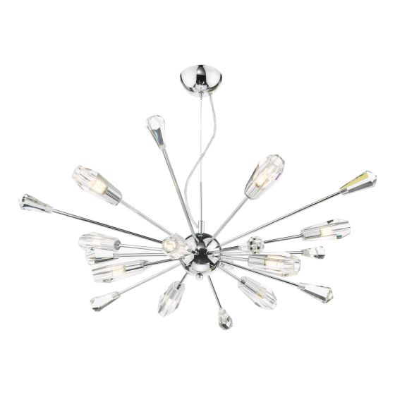 Där Lighting Kalyssa 10 Light Pendant Polished Chrome And Glass