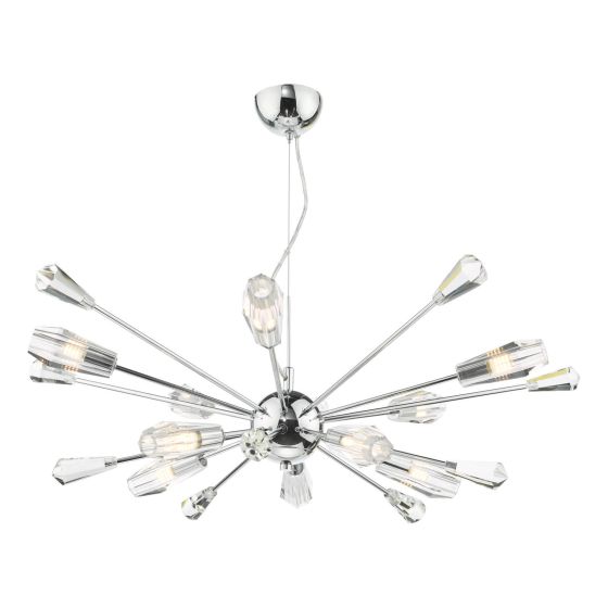 där lighting Kalyssa 10 Light Pendant Polished Chrome and Glass