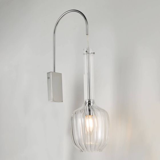 Där Lighting Kasha Single Wall Light Clear Glass & Polished Chrome