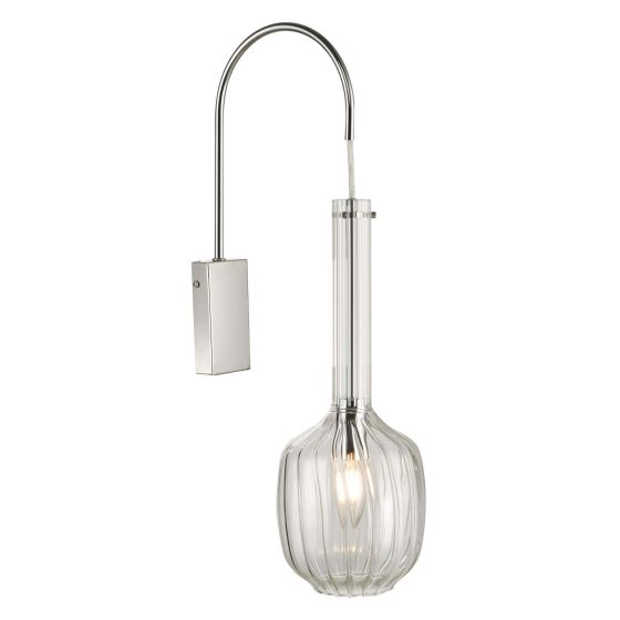 där lighting Kasha Single Wall Light Clear Glass & Polished Chrome
