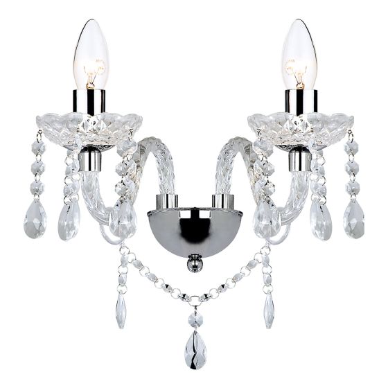 Där Lighting Katie Double Wall Bracket Polished Chrome Acrylic Glass