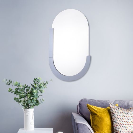 Där Lighting Kaylee Oval Mirror Smoked Glass Panel 90 X 60cm