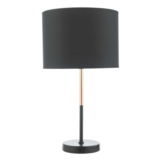 Där Lighting Kelso Table Lamp Matt Black Polished Copper With Shade