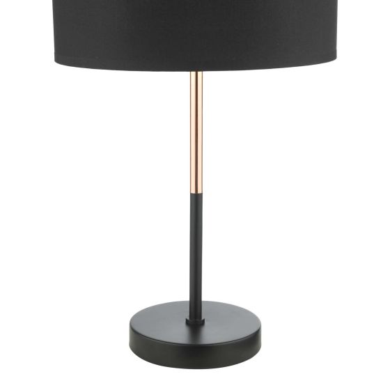 Där Lighting Kelso Table Lamp Matt Black Polished Copper With Shade