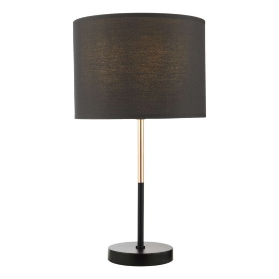där lighting Kelso Table Lamp Matt Black Polished Copper With Shade