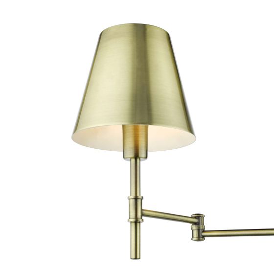 Där Lighting Kensington 1 Light Swing Arm Wall Light Antique Brass