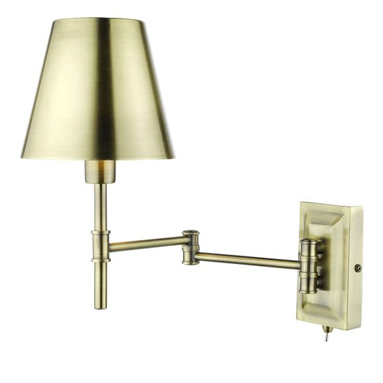 där lighting Kensington 1 Light Swing Arm Wall Light Antique Brass