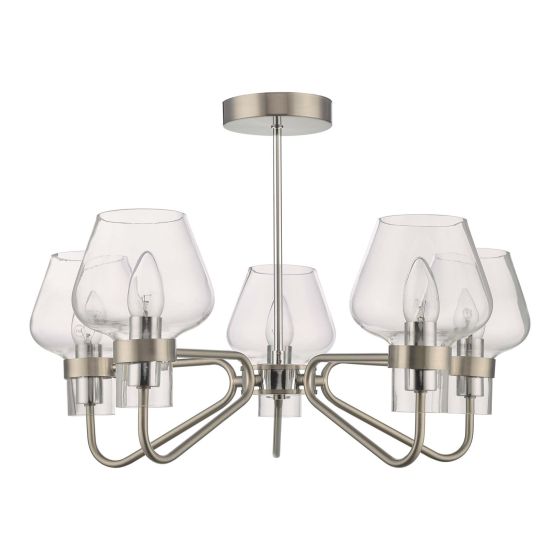 Där Lighting Keta 5 Light Semi Flush Satin Chrome & Polished Chrome