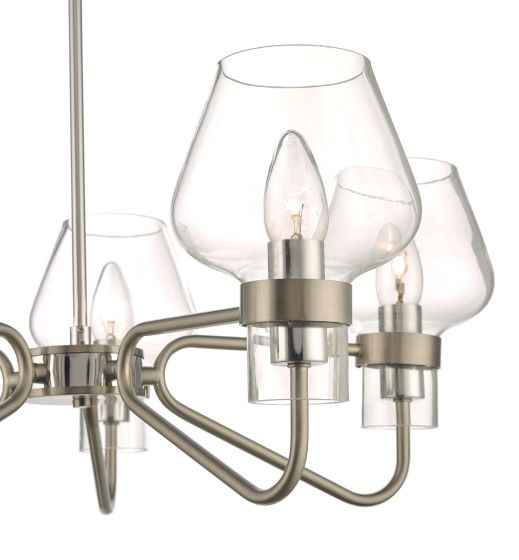 Där Lighting Keta 5 Light Semi Flush Satin Chrome & Polished Chrome
