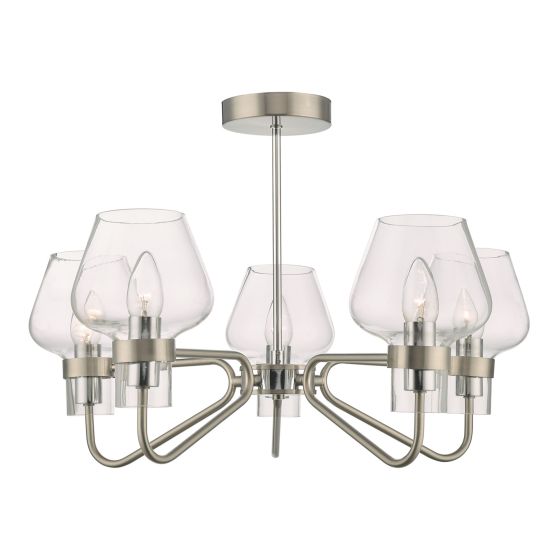 där lighting Keta 5 Light Semi Flush Satin Chrome & Polished Chrome