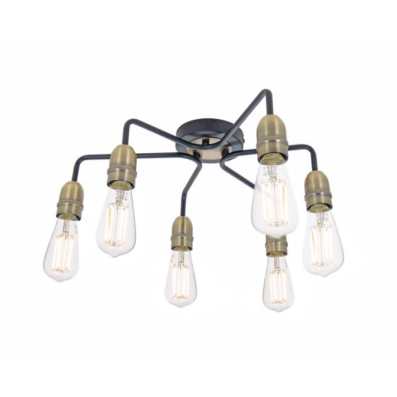 där lighting Kiefer 6 Light Flush Black & Antique Brass