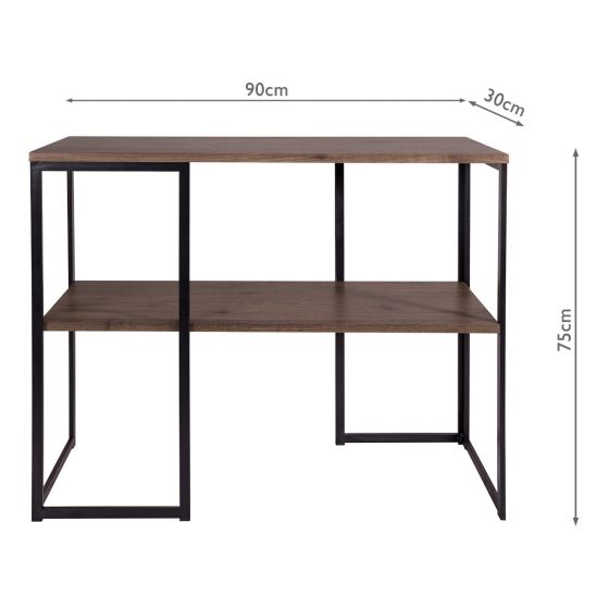 Där Lighting Kimora Console Table Brown Pine Veneer And Matt Black