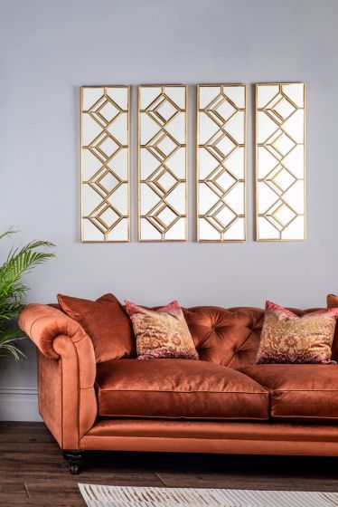 Där Lighting Kipton Rectangle Decorative Mirror With Gold Foil Detail 98 X 30cm