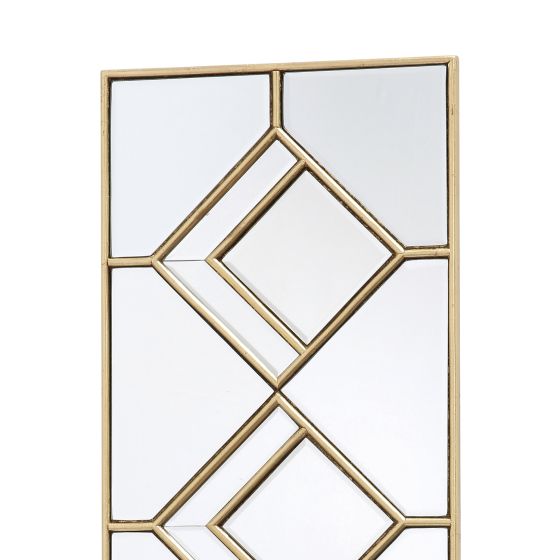 Där Lighting Kipton Rectangle Decorative Mirror With Gold Foil Detail 98 X 30cm