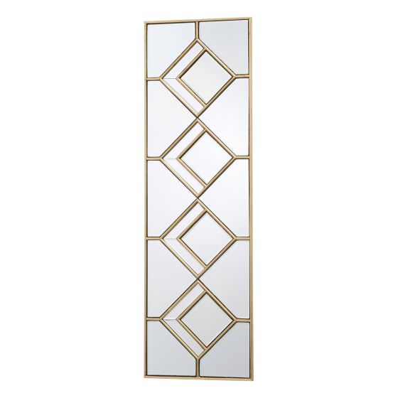 där lighting Kipton Rectangle Decorative Mirror with Gold Foil Detail 98 x 30cm