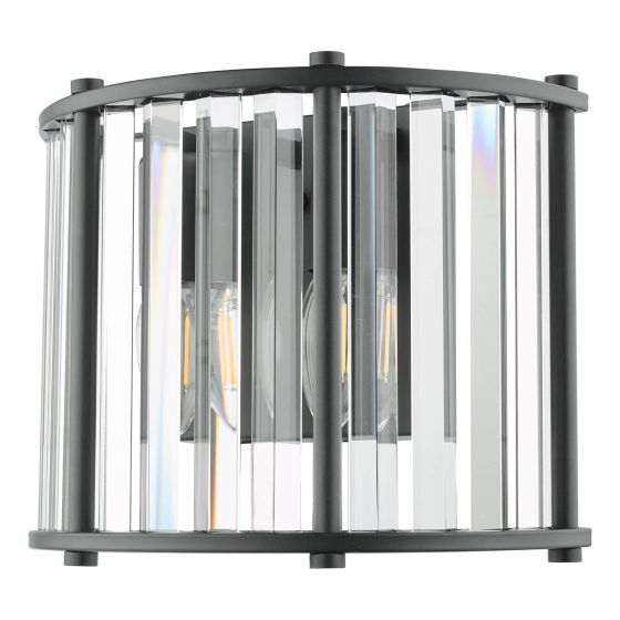 Där Lighting Kiran 2 Light Wall Light Satin Black And Crystal