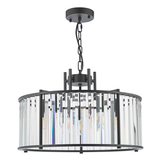 Där Lighting Kiran 5 Light Pendant Satin Black And Crystal