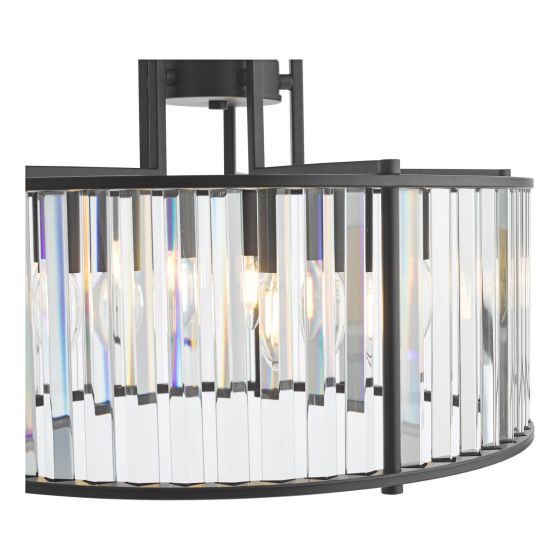 Där Lighting Kiran 5 Light Pendant Satin Black And Crystal