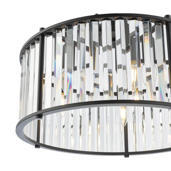 Där Lighting Kiran 5 Light Pendant Satin Black And Crystal