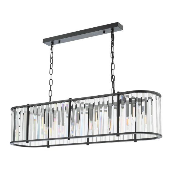 Där Lighting Kiran 7 Light Bar Pendant Satin Black And Crystal